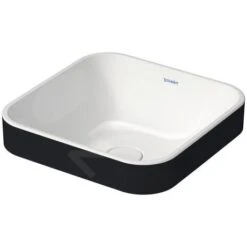 Duravit Happy D.2 Plus - Aufsatzwaschbecken, 400x400 Mm, Ohne Überlauf, WonderGliss, Weiß/Anthrazit Matt 23594061001