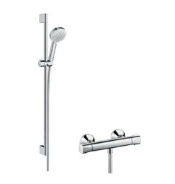 Hansgrohe Ecostat Universal - Duschset Vario Mit Thermostatbatterie Ecostat Universal, Weiß / Verchromt 27031400