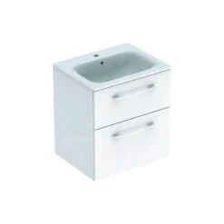 Geberit Selnova Square - Waschbeckenschrank 635x538x480 Mm, Mit Waschbecken, 2 Schlubladen, Glänzend Weiß 501.236.00.1