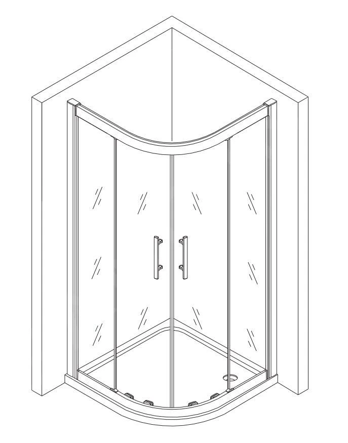 Lansanit LitEX Monte - Vierteilige-Duschecke 800x800 Mm, Aluminium Glänzend/klares Glas QF88-190-C - Image 3