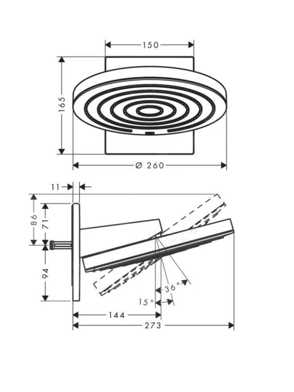 Hansgrohe Pulsify S - Kopfbrause 260 Mit Anschluss, 2 Strahlarten, Schwarz Matt 24150670 - Image 2