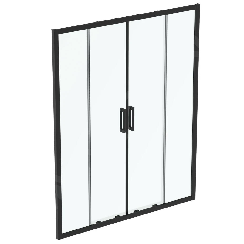 Ideal Standard Connect 2 - Schiebeduschtür, Vierteilige, 1600 Mm, Schwarz/ Glasklar K9282V3