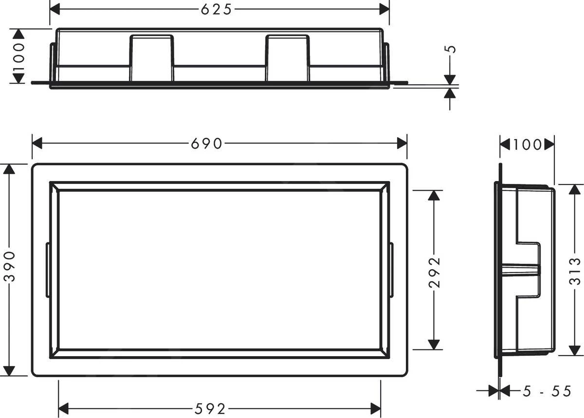 Hansgrohe XtraStoris Original - Wandnische Mit Rahmen, 300x600x100 Mm, Edelstahl 56064800 - Image 2
