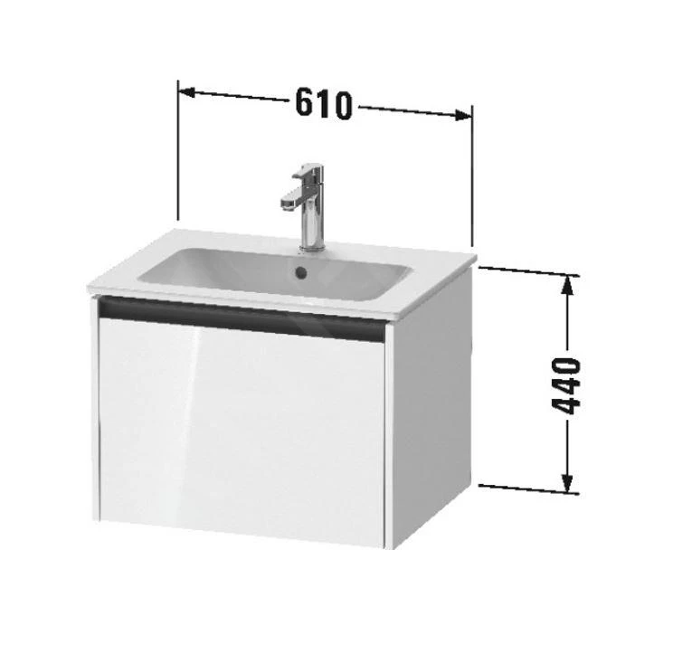 Duravit Ketho.2 - Waschtischunterschrank, 440x610x480 Mm, 1 Auszug, Weiß Glänzend K25062022220000 - Image 2