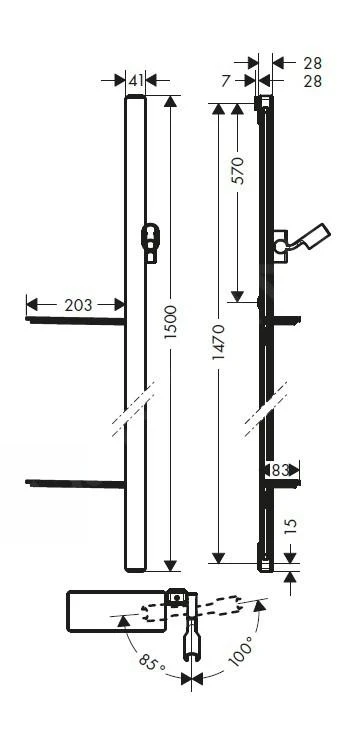 Hansgrohe Unica'E - Brausestange 1500 Mm, Mit Brauseschlauch, Schwarz/Chrom 27645600 - Image 2