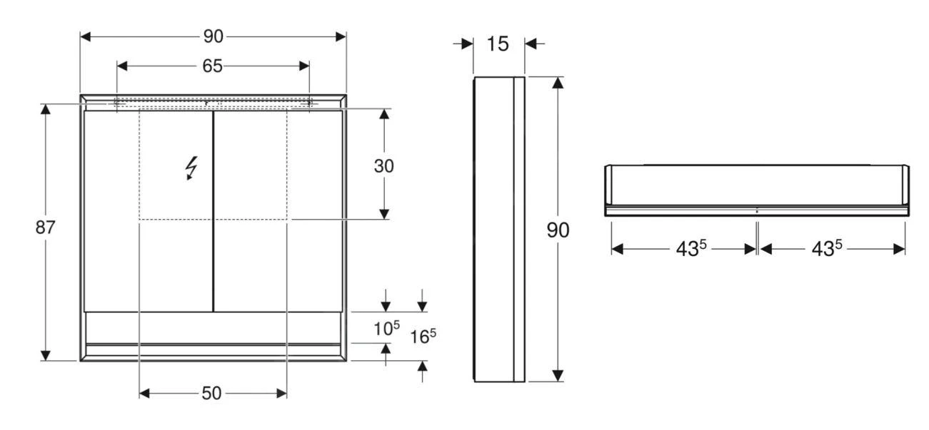 Geberit ONE - Spiegelschrank Mit LED-Beleuchtung, 900x900x150 Mm, 2 Türen, Mit Nische, Weiß 505.833.00.2 - Image 2