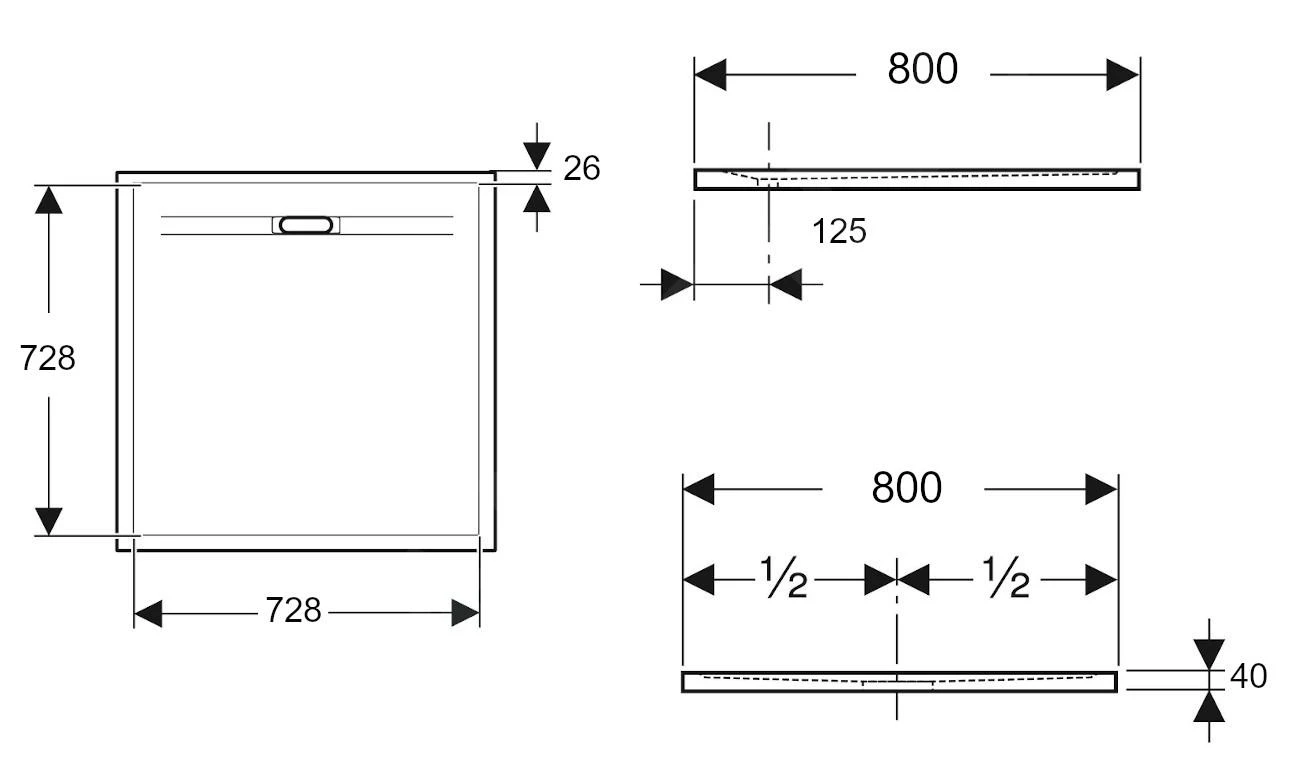 Geberit Sestra - Duschtasse 800x800 Mm, Weiß 550.290.00.2 - Image 2