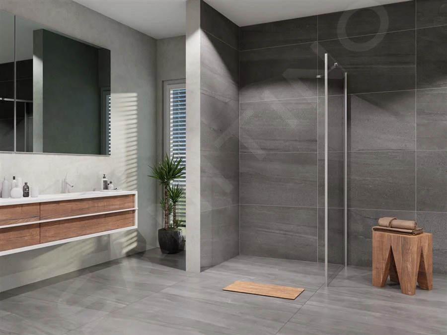 Lansanit LitLUX Brix - Feste Seitenwand 800 Mm, Aluminium Glänzend/Mattglas SPHY80