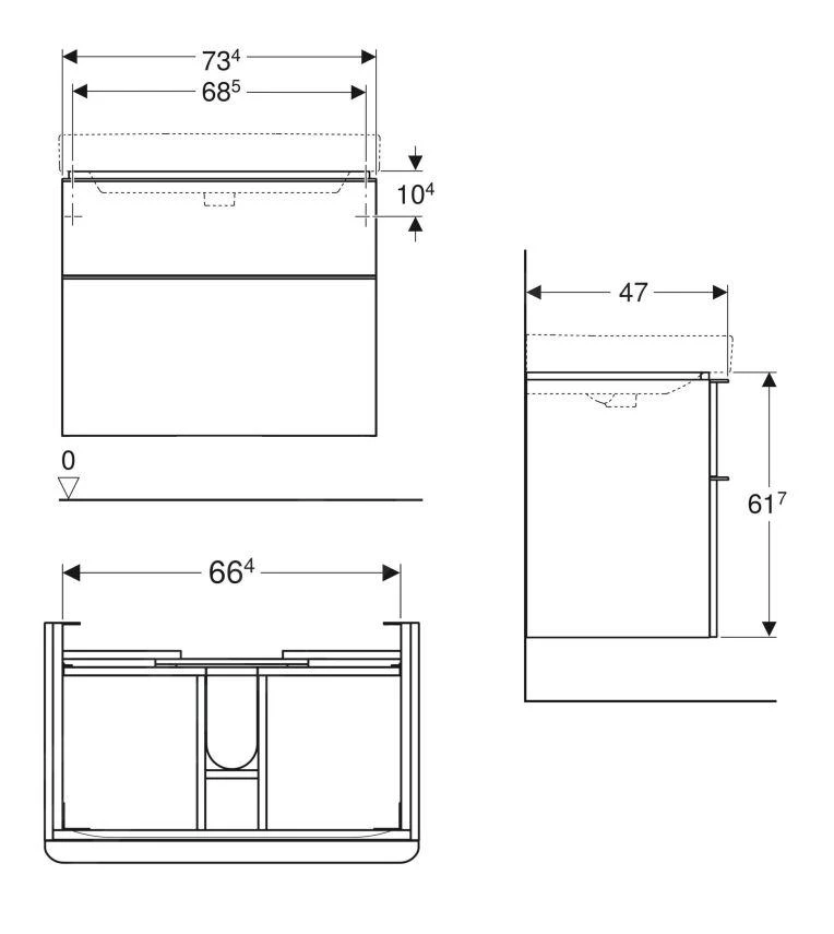 Geberit Smyle Square - Waschtischunterschrank, 734x470x617 Mm, 2 Auszüge, Weiß Glänzend/weiß Matt 500.353.00.1 - Image 2