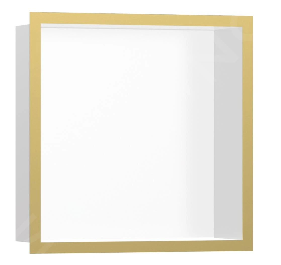 Hansgrohe XtraStoris Individual - Wandnische Mit Designrahmen, 300x300x100 Mm, Weiß Matt/polierte Goldoptik 56099990