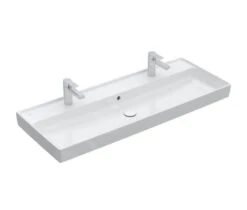 Villeroy & Boch Collaro - Möbelwaschtisch, 1200x470 Mm, Mit Überlauf, 2 Hahnlöchern, Alpinweiß 4A33C401