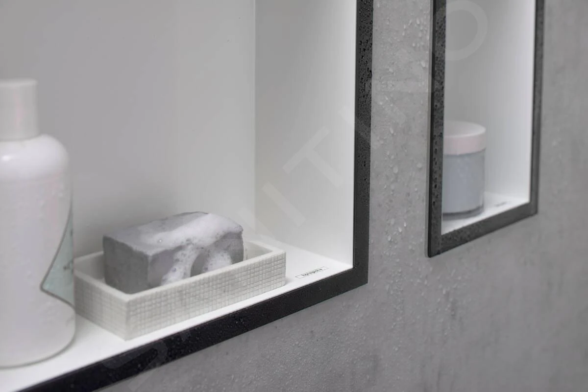 Hansgrohe XtraStoris Individual - Wandnische Mit Designrahmen, 300x150x100 Mm, Weiß Matt/schwarz Matt 56099670 - Image 3