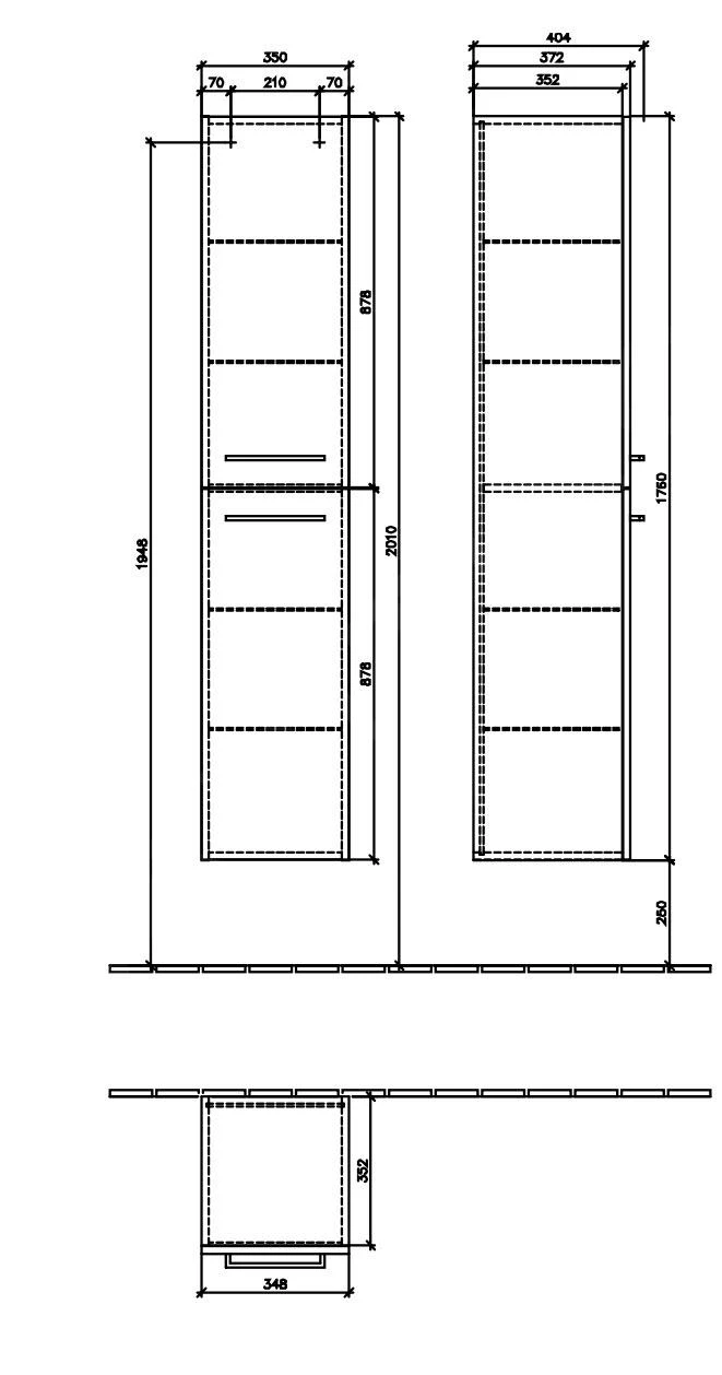 Villeroy & Boch Avento - Hochschrank 350x1760x372 Mm, 2 Türen, Crystal Grey A89400B1 - Image 2