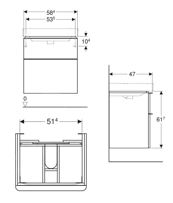 Geberit Smyle Square - Waschtischunterschrank, 584x470x617 Mm, 2 Auszüge, Sandgrau 500.352.JL.1 - Image 2