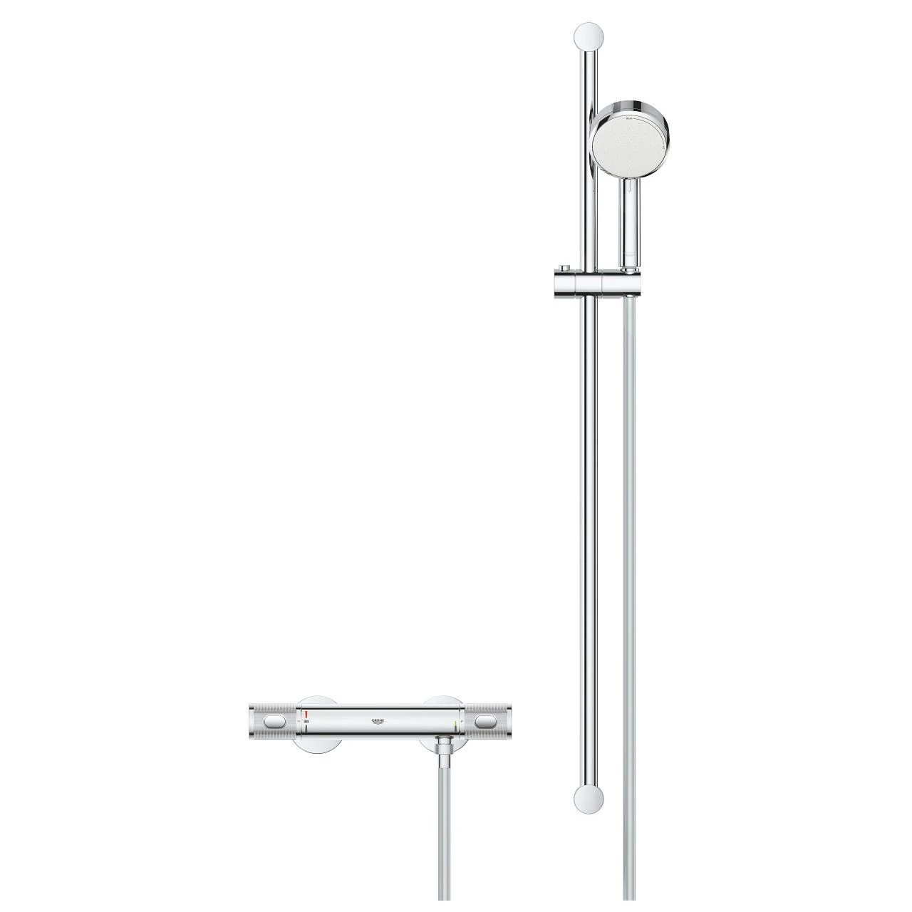 Grohe Grohtherm 1000 Performance - Duschset Mit Thermostatarmatur, Für Wandmontage, 2 Strahlen, Verchromt 34784000 - Image 3