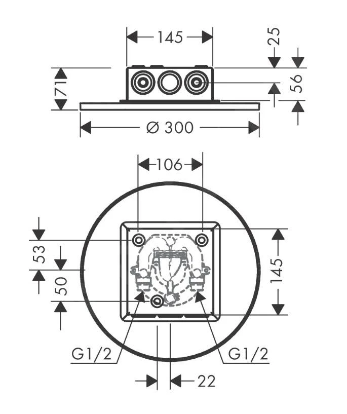 Axor Duschprogramm - Kopfbrause 300, 2 Strahlarten, Schwarz Matt 35305670 - Image 2
