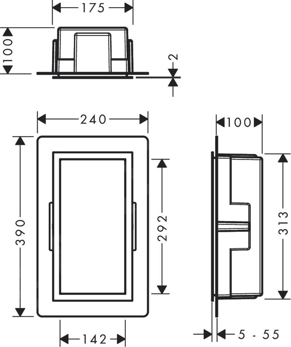 Hansgrohe XtraStoris Individual - Wandnische Mit Designrahmen, 300x150x100 Mm, Schwarz Matt/polierte Goldoptik 56095990 - Image 2