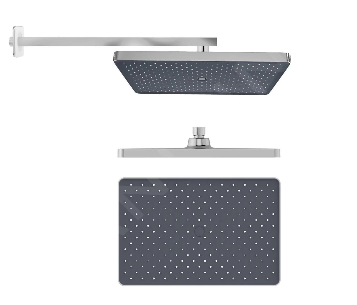 Kielle Vega - Kopfbrause 360 X 240 Mm, 1 Strahlart, Brausearm 430 Mm, Verchrommt/ Schwarz 20118SE1