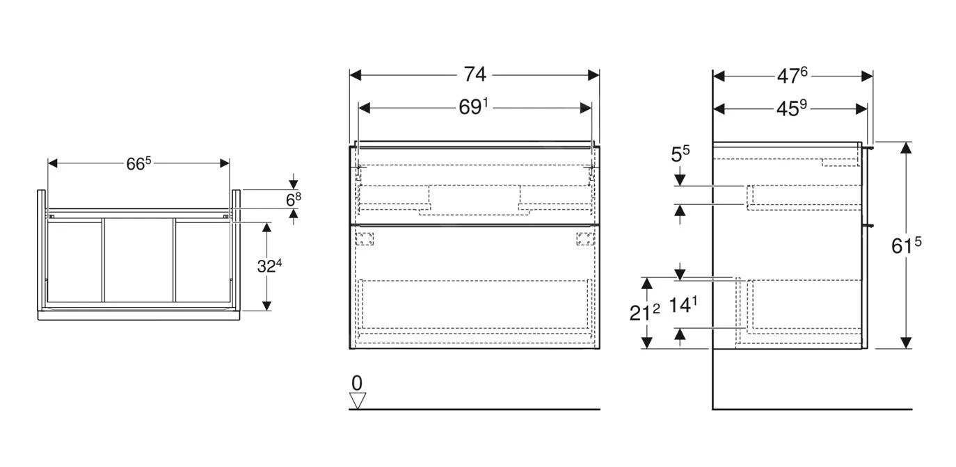 Geberit ICon - Waschtischunterschrank, 74x62x48 Cm, 2 Schubladen, Weiß Glänzend 502.304.01.1 - Image 2
