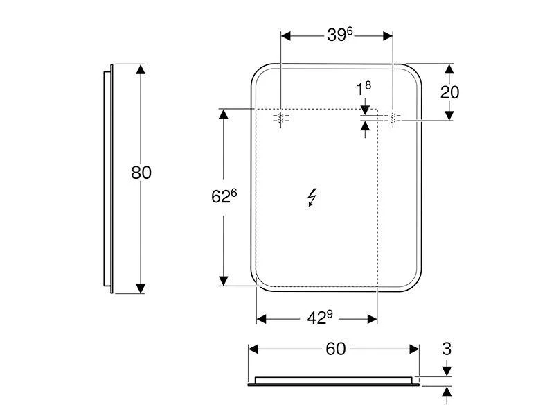 Geberit MyDay - Spiegel Mit LED-Beleuchtung Und Heizung, 600x800 Mm 824360000 - Image 2