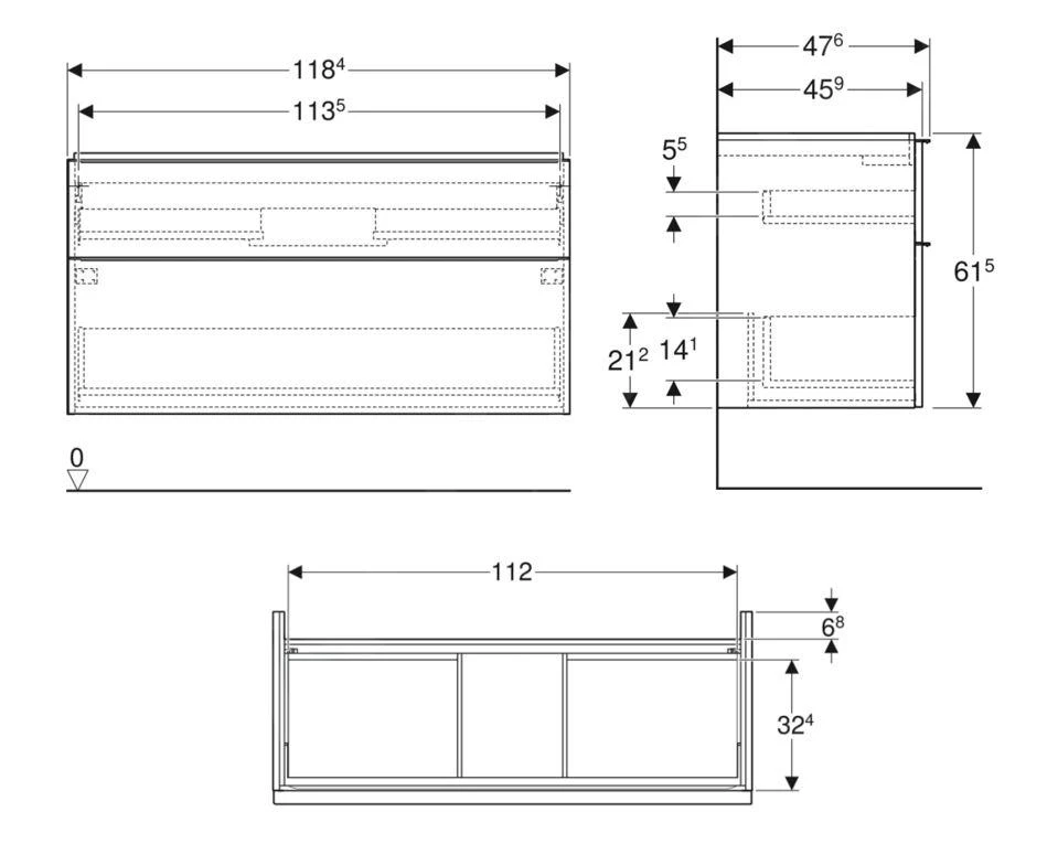 Geberit ICon - Waschtischunterschrank, 118x62x48 Cm, 2 Schubladen, Eiche 502.306.JH.1 - Image 2