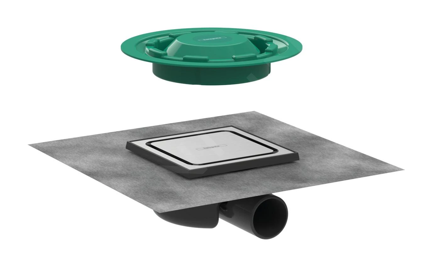 Hansgrohe RainDrain Spot - Punktablauf Mit Rost 150x150 Mm, Für Pflaster, Edelstahl Gebürstet 56055800