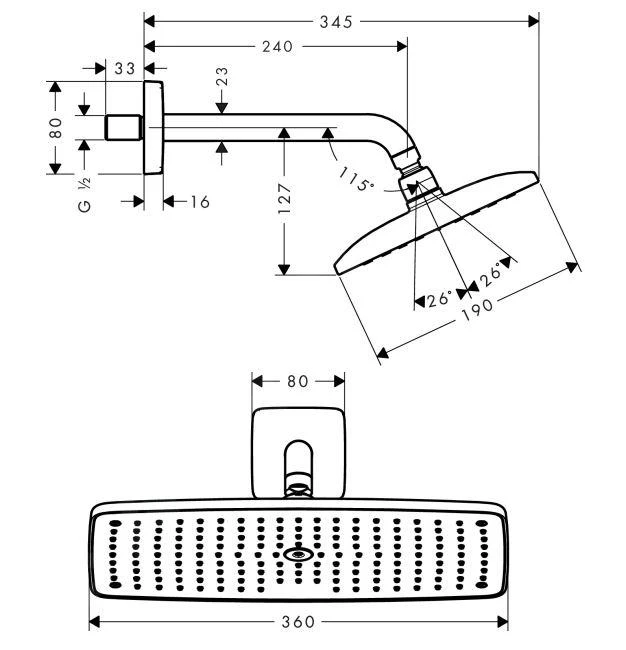 Hansgrohe Raindance E - Kopfbrause 360, Ausladung 240 Mm, Verchromt 27371000 - Image 2