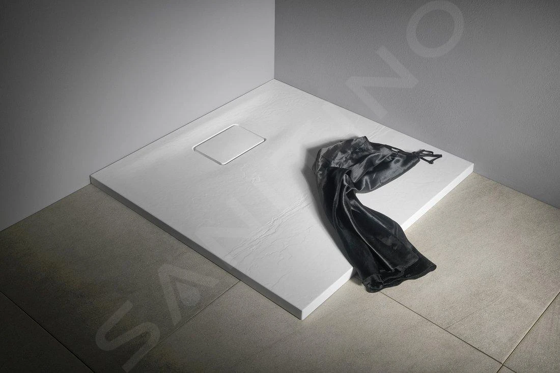 Sapho Acora - Duschwanne 900x900 Mm, Gussmarmor, Dekor Weißstein AC002 - Image 6