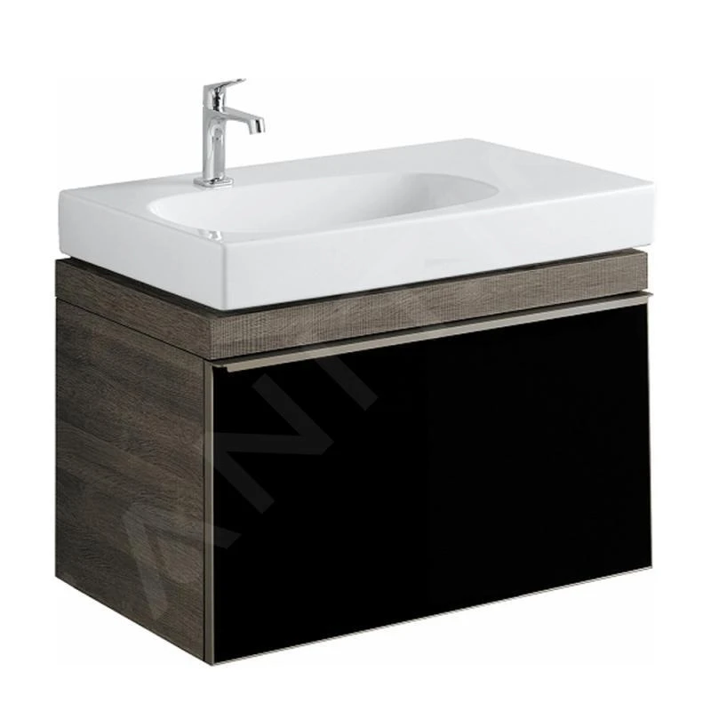 Geberit Citterio - Waschtischunterschrank 750 Mm, Schwarz Glänzend / Graubraun Eiche 500.557.JJ.1