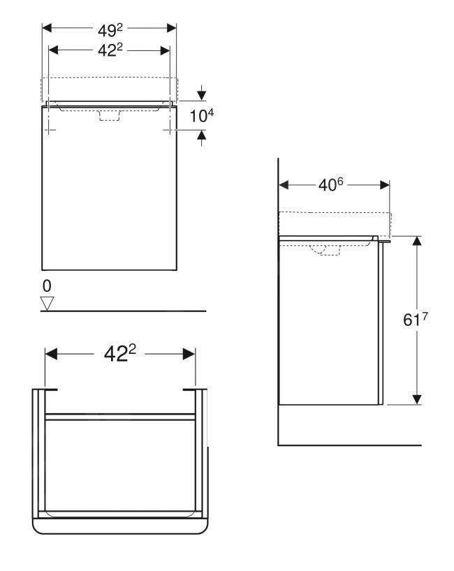 Geberit Smyle Square - Waschtischunterschrank, 492x406x617 Mm, 1 Tür, Scharniere Rechts, Weiß Glänzend/weiß Matt 500.363.00.1 - Image 2