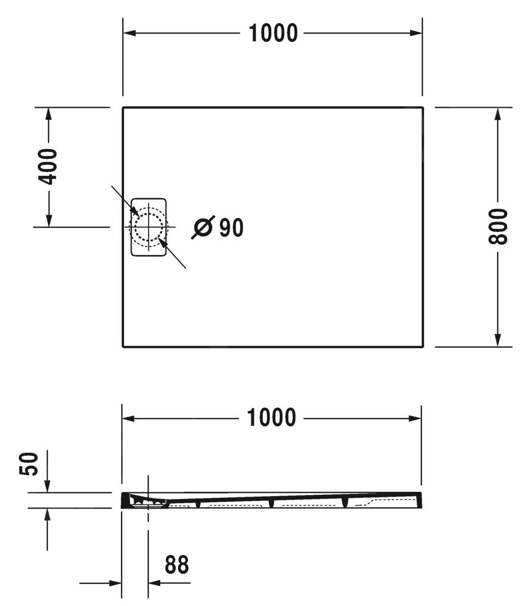 Duravit Stonetto - Duschwanne, 1000x800 Mm, Weiß 720147380000000 - Image 2