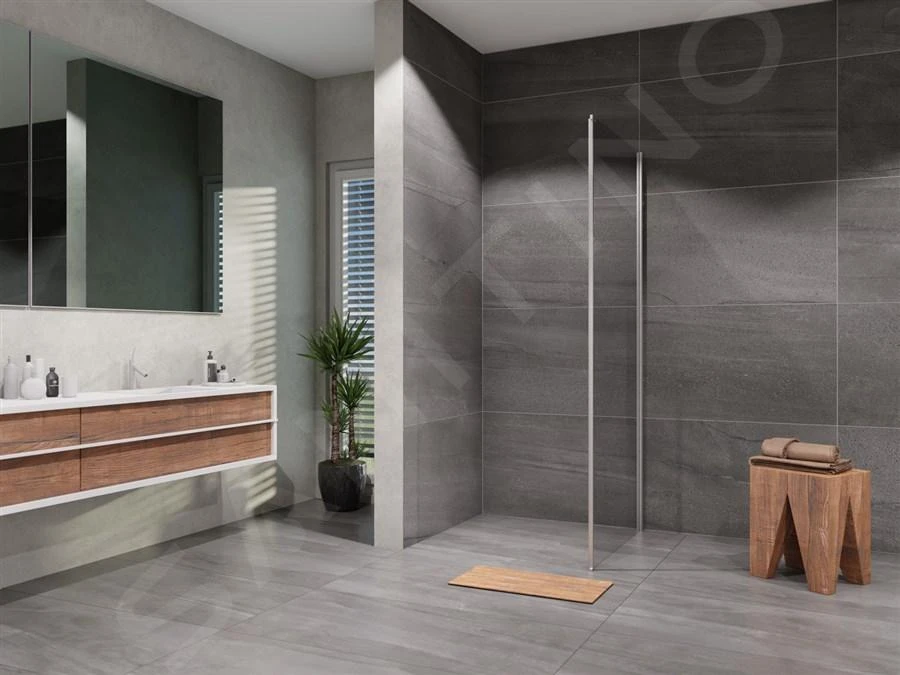 Lansanit LitLUX Slim Tadao - Feste Seitenwand 800 Mm, Aluminium Glänzend/klares Glas SPD80-2