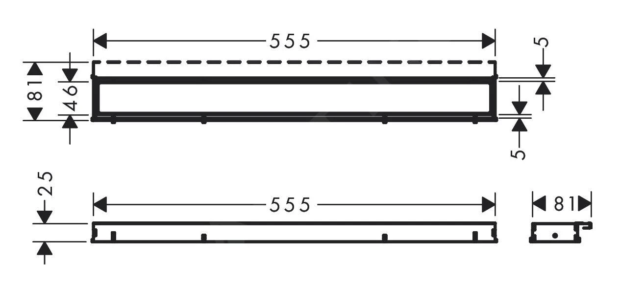 Hansgrohe RainDrain Match - Duschrinne 600 Mit Edelstahlrost, Mit Höhenverstellbarem Rahmen, Schwarz Matt 56036670 - Image 2