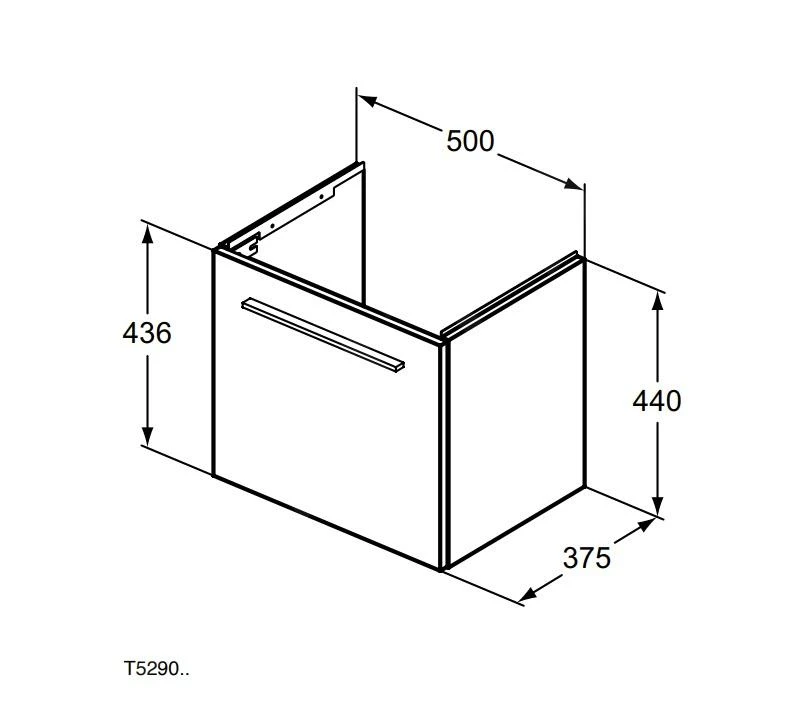 Ideal Standard I.Life S - Unterschrank Für Handwaschbecken, 500x375x440 Mm, Quarz Schwarz Matt T5290NG - Image 2