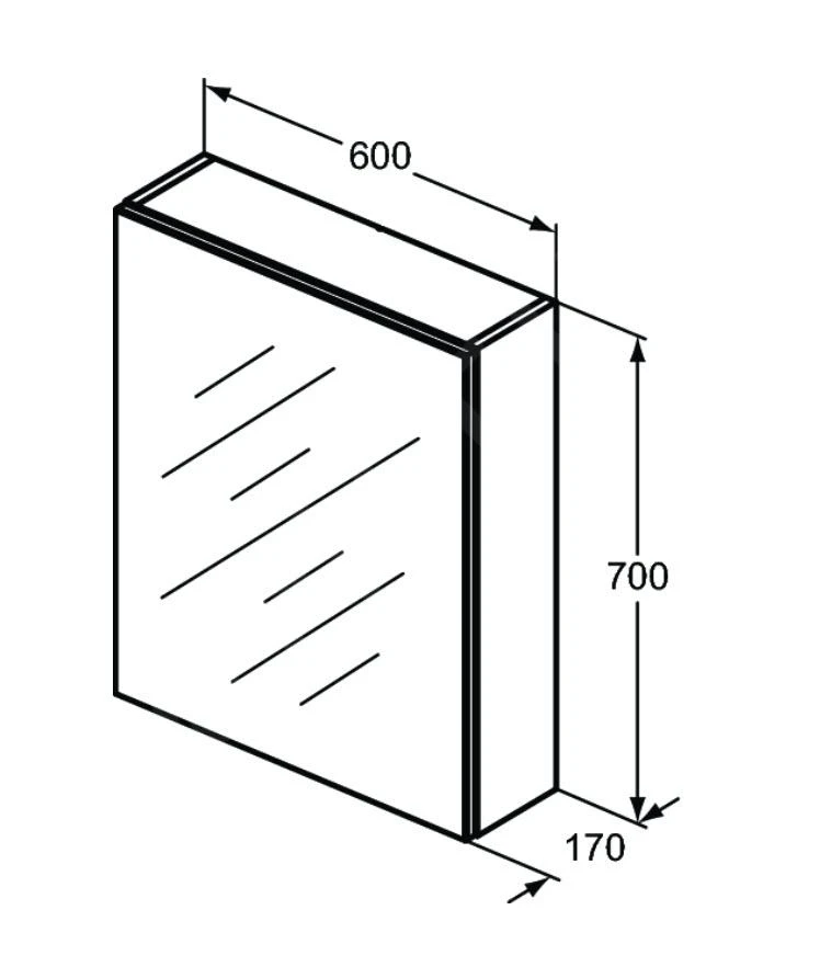 Ideal Standard Mirror&Light - LED Spiegelschrank Mit Beleuchtung Und Schublade, 600x700 Mm, Aluminium T3430AL - Image 2