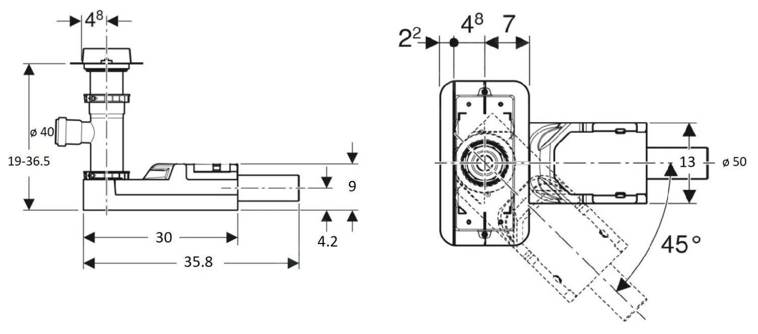 Geberit CleanLine - Rohbauset Für Duschrinnen, Für Estrichhöhe Am Einlauf 180 Mm, Auslauf 50 Mm 154.159.00.1 - Image 2