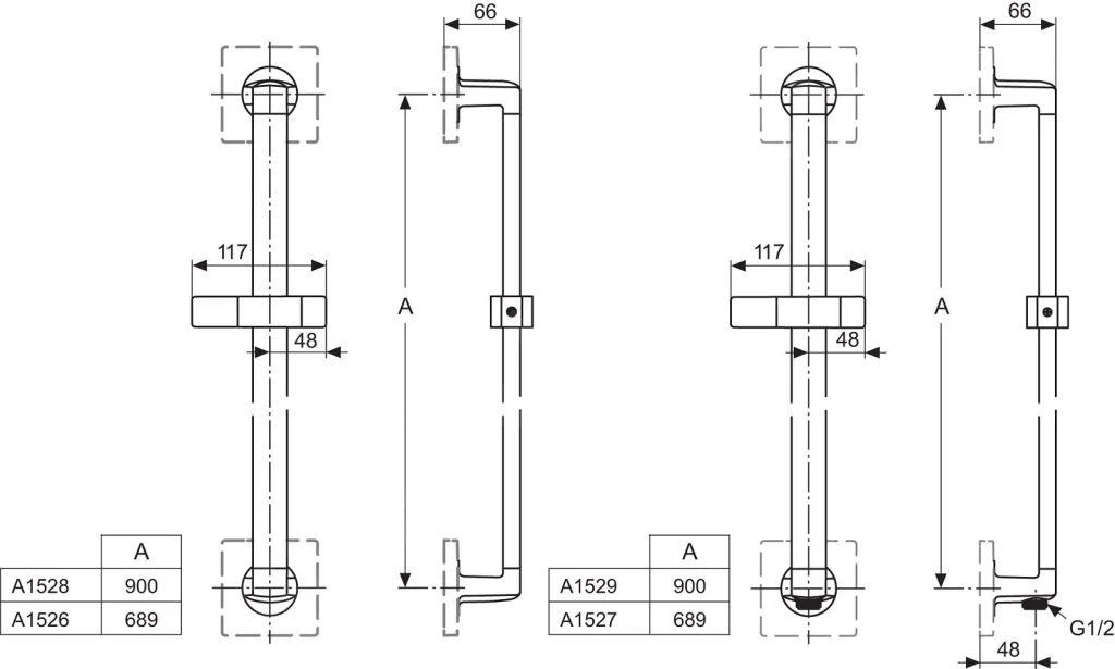 Ideal Standard Archimodule - Brausestange 900 Mm Mit Integriertem Brausehalter, Chrom A1529AA - Image 2